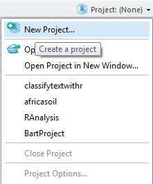 svm tutorial : create r studio project