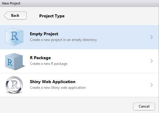 svm tutorial : create empty r project