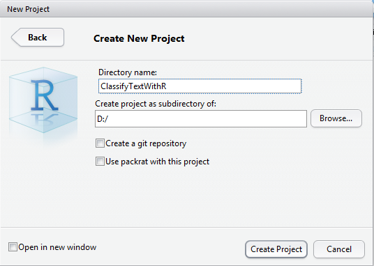 svm tutorial : name the project